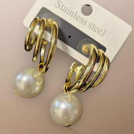 triple gold-toned hoops