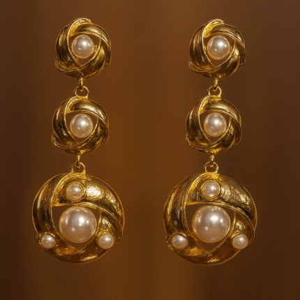 Pearl orbs gold-toned drop earrings