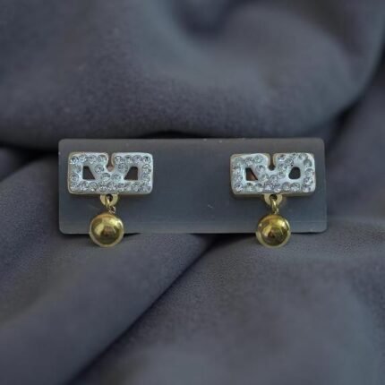 rectangular shimmering stones stud earrings