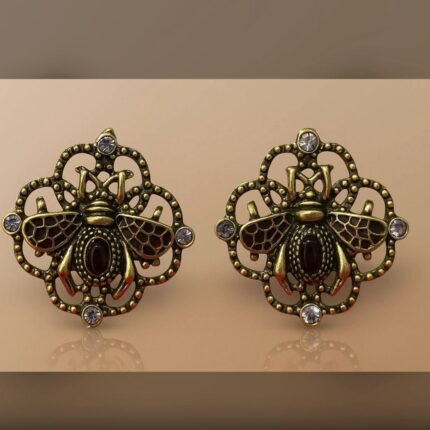 Antique gold-toned bee earrings